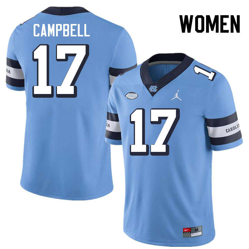 Women #17 Amare Campbell North Carolina Tar Heels College Football Jerseys Stitched-Throwback